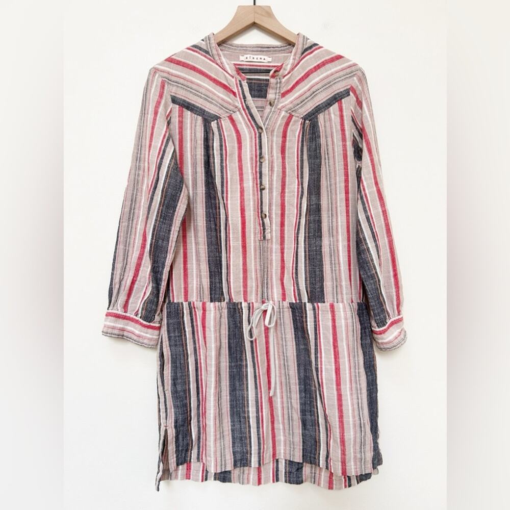XiRENA Emersyn Striped Long Sleeve Tie Dress Multi Color Neutral Boho Size L